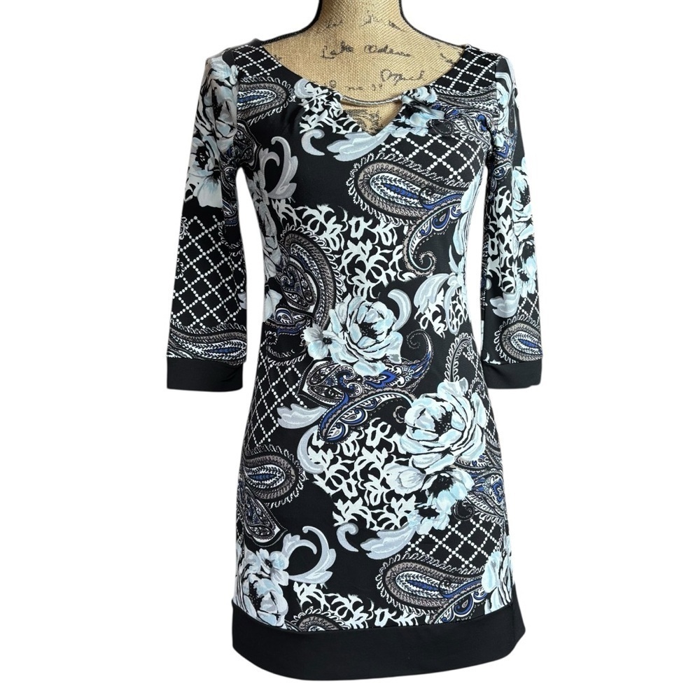White House Black Market Paisley Floral Print 3/4 Sleeve Dress/Tunic – Size XXS
